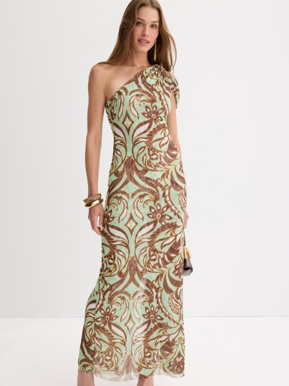 Misa Los Angeles Zelma Dress Green & Brown size XS